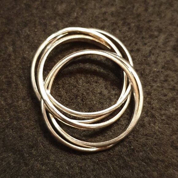 Elegant Vintage 925 Sterling Silver Interlocking 5-Band Ring – Size 9.5 – 5.75g - Picture 7 of 14